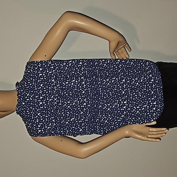 J.Crew Sleeveless button-front ruffleneck popover in navy floral Size M NWOT - Picture 16 of 16